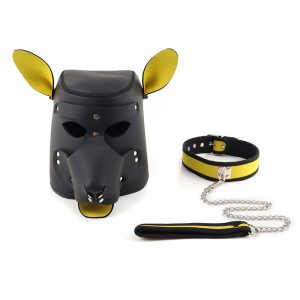 Bondage Puppy Hood with Leash Yellow | Bondage Manufacturer | Sex Toys Wholesale | Adult Toys Distributor